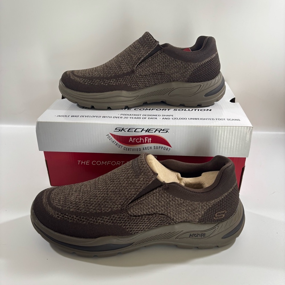 Skechers Men's Arch Fit Motley Vaseo Slip On Loafers Brown Size 8.5 #204495